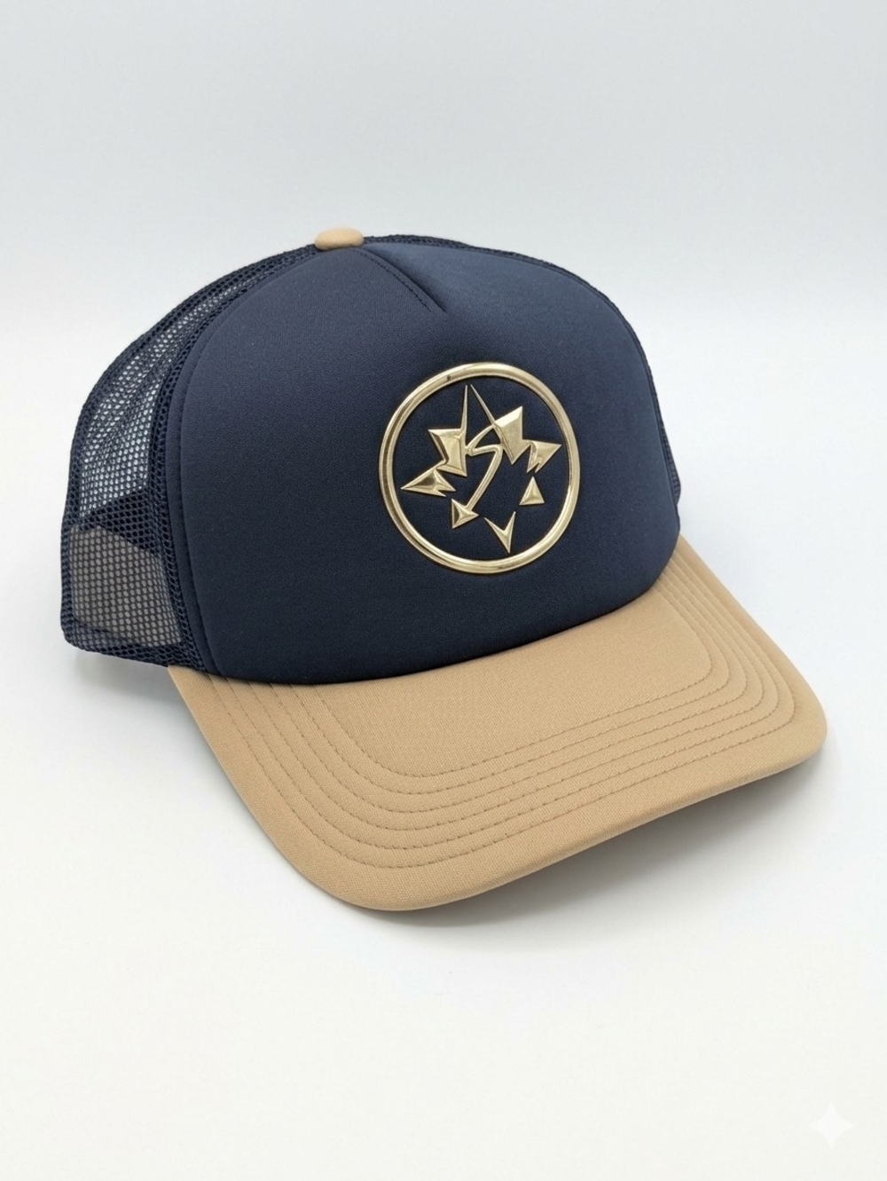 Disney Star Atlas Logo Trucker Hat – Blue & Beige – Adjustable Snapback – New